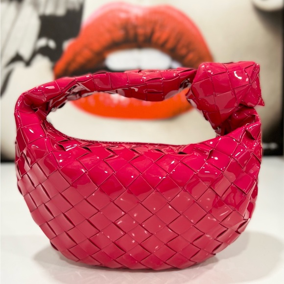 Bottega Veneta Mini Jodie Patent Leather Hobo Bag - Picture 1 of 12